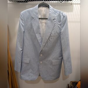 Haggar Men's Light Blue Striped Blazer Size 42L Sport Coat Jacket Suit Top
